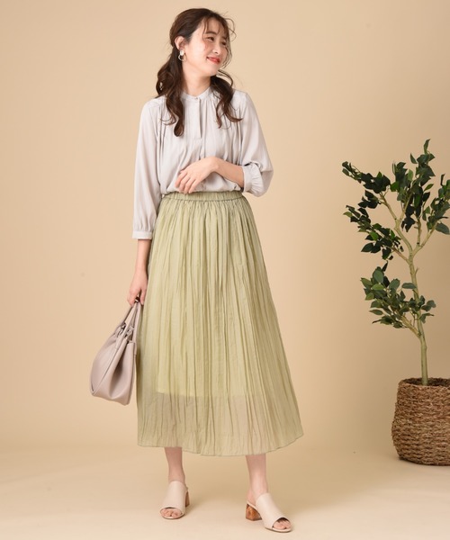 INTERPLANET（インタープラネット）の「シアーランダムプリーツスカート（スカート・レディース・グレー/チャコールグレー/グリーン・FREE）」の13枚目の写真