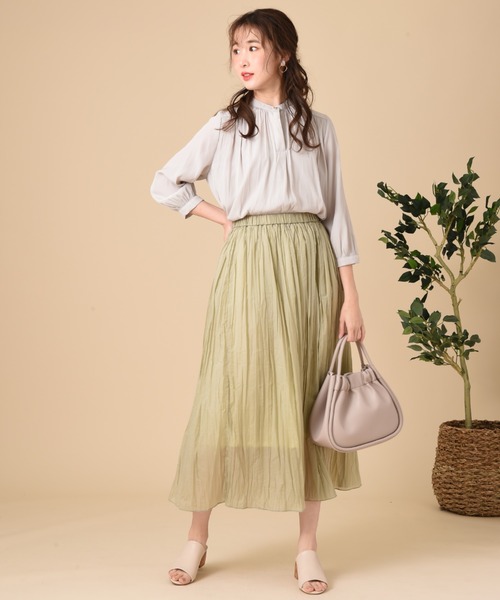 INTERPLANET（インタープラネット）の「シアーランダムプリーツスカート（スカート・レディース・グレー/チャコールグレー/グリーン・FREE）」の14枚目の写真