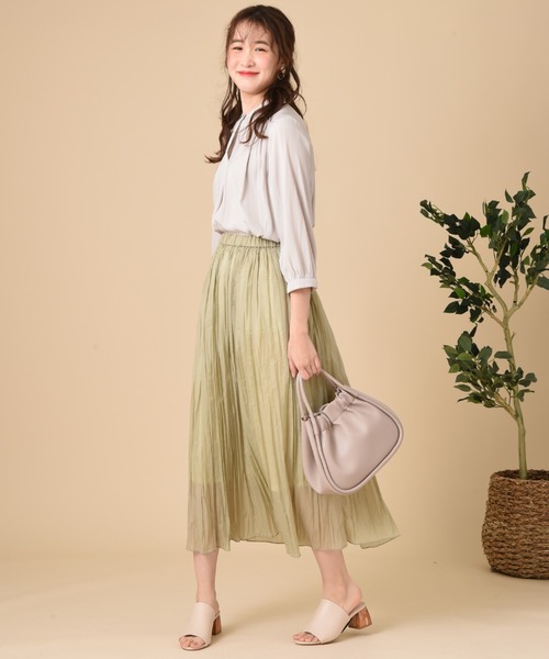 INTERPLANET（インタープラネット）の「シアーランダムプリーツスカート（スカート・レディース・グレー/チャコールグレー/グリーン・FREE）」の15枚目の写真