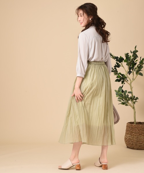 INTERPLANET（インタープラネット）の「シアーランダムプリーツスカート（スカート・レディース・グレー/チャコールグレー/グリーン・FREE）」の16枚目の写真