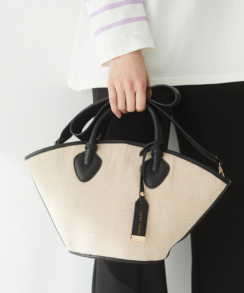 cache cache(カシュ カシュ)の「・cache cache 巾着付き丸底トートバッグ(トートバッグ・レディース・ブラック/カーキ/イエロー・FREE)」の2枚目の写真