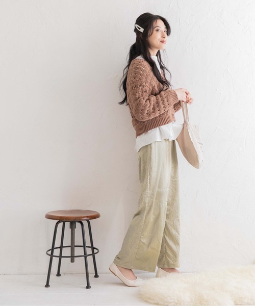 Mysa&Liina(ミーサリーナ)の「メッシュスカシ柄ニットカーディガン(カーディガン/ボレロ・レディース・ブラック/ブラウン/オフホワイト/ブルー・M)」の6枚目の写真