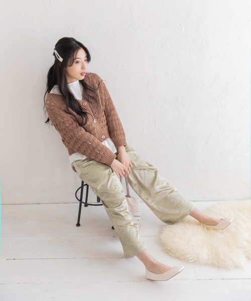 Mysa&Liina(ミーサリーナ)の「メッシュスカシ柄ニットカーディガン(カーディガン/ボレロ・レディース・ブラック/ブラウン/オフホワイト/ブルー・M)」の9枚目の写真