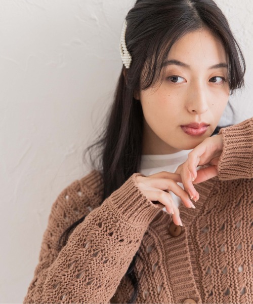 Mysa&Liina(ミーサリーナ)の「メッシュスカシ柄ニットカーディガン(カーディガン/ボレロ・レディース・ブラック/ブラウン/オフホワイト/ブルー・M)」の10枚目の写真