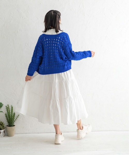 Mysa&Liina(ミーサリーナ)の「メッシュスカシ柄ニットカーディガン(カーディガン/ボレロ・レディース・ブラック/ブラウン/オフホワイト/ブルー・M)」の18枚目の写真