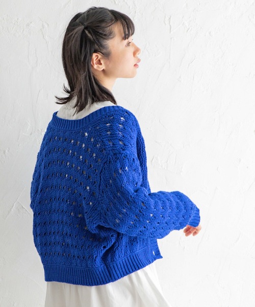 Mysa&Liina(ミーサリーナ)の「メッシュスカシ柄ニットカーディガン(カーディガン/ボレロ・レディース・ブラック/ブラウン/オフホワイト/ブルー・M)」の20枚目の写真