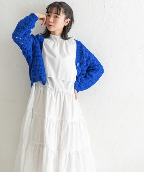 Mysa&Liina(ミーサリーナ)の「メッシュスカシ柄ニットカーディガン(カーディガン/ボレロ・レディース・ブラック/ブラウン/オフホワイト/ブルー・M)」の22枚目の写真