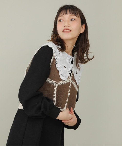 sakishimatokyo(サキシマトーキョー)の「【ZOZO限定】サキシマamp「ハイショクパッチワークベスト」(ベスト・レディース・ブラック/ベージュ/ブラウン・FREE)」の1枚目の写真