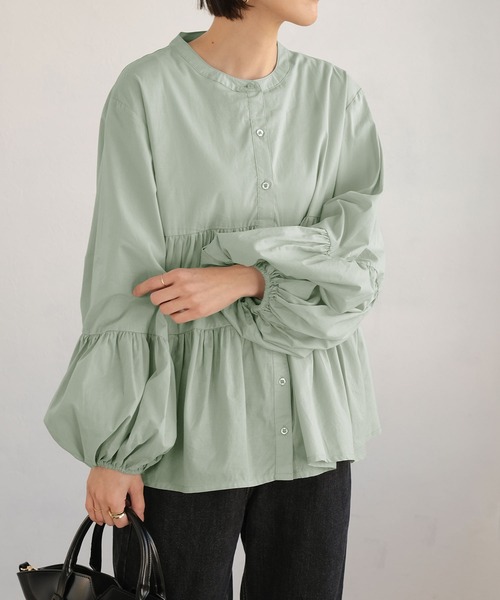 ＡＮＤＪ（アンドジェイ）の「2WAYボリュームスリーブティアードブラウス（シャツ/ブラウス・レディース・ホワイト/ピンク/ミント/ライトベージュ・M）」の3枚目の写真