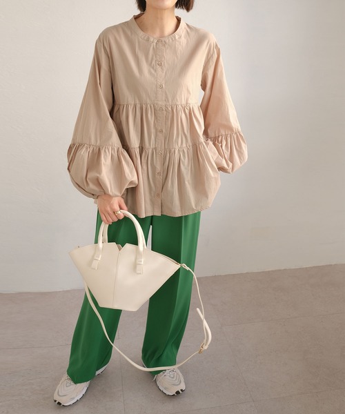 ＡＮＤＪ（アンドジェイ）の「2WAYボリュームスリーブティアードブラウス（シャツ/ブラウス・レディース・ホワイト/ピンク/ミント/ライトベージュ・M）」の5枚目の写真