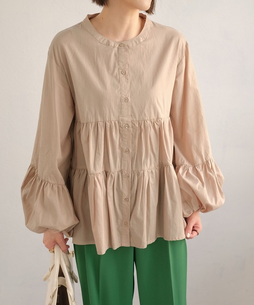 ＡＮＤＪ（アンドジェイ）の「2WAYボリュームスリーブティアードブラウス（シャツ/ブラウス・レディース・ホワイト/ピンク/ミント/ライトベージュ・M）」の6枚目の写真