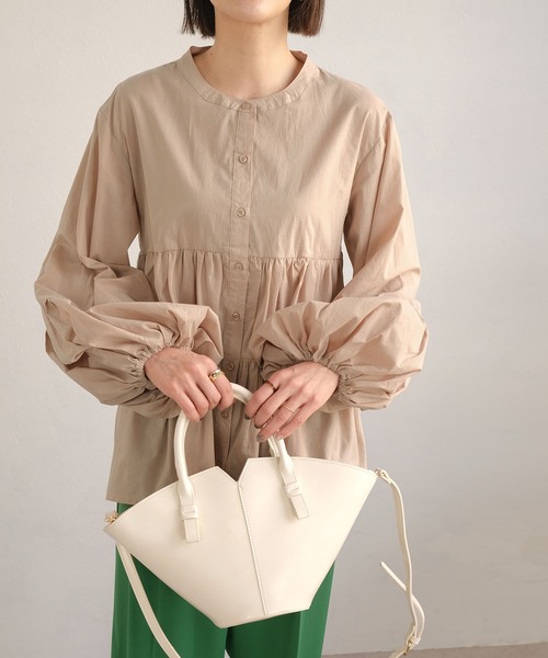 ＡＮＤＪ（アンドジェイ）の「2WAYボリュームスリーブティアードブラウス（シャツ/ブラウス・レディース・ホワイト/ピンク/ミント/ライトベージュ・M）」の7枚目の写真