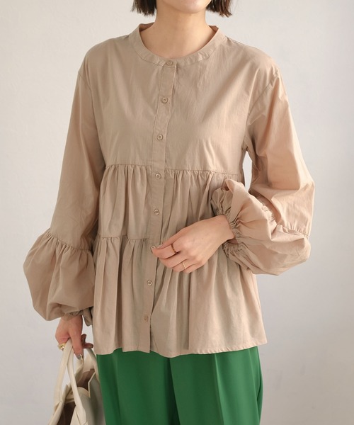 ＡＮＤＪ（アンドジェイ）の「2WAYボリュームスリーブティアードブラウス（シャツ/ブラウス・レディース・ホワイト/ピンク/ミント/ライトベージュ・M）」の8枚目の写真