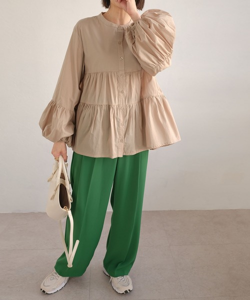 ＡＮＤＪ（アンドジェイ）の「2WAYボリュームスリーブティアードブラウス（シャツ/ブラウス・レディース・ホワイト/ピンク/ミント/ライトベージュ・M）」の9枚目の写真