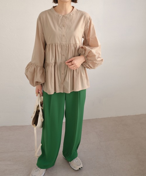 ＡＮＤＪ（アンドジェイ）の「2WAYボリュームスリーブティアードブラウス（シャツ/ブラウス・レディース・ホワイト/ピンク/ミント/ライトベージュ・M）」の11枚目の写真