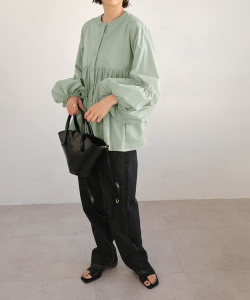 ＡＮＤＪ（アンドジェイ）の「2WAYボリュームスリーブティアードブラウス（シャツ/ブラウス・レディース・ホワイト/ピンク/ミント/ライトベージュ・M）」の14枚目の写真