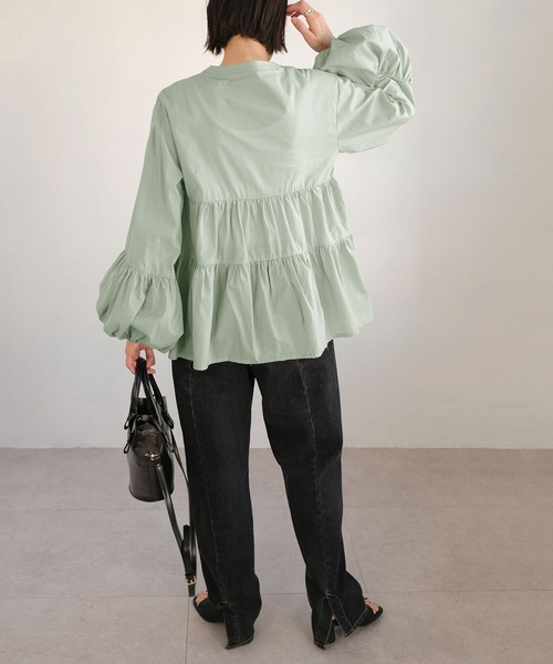 ＡＮＤＪ（アンドジェイ）の「2WAYボリュームスリーブティアードブラウス（シャツ/ブラウス・レディース・ホワイト/ピンク/ミント/ライトベージュ・M）」の17枚目の写真