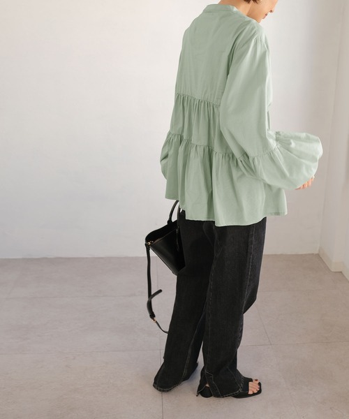 ＡＮＤＪ（アンドジェイ）の「2WAYボリュームスリーブティアードブラウス（シャツ/ブラウス・レディース・ホワイト/ピンク/ミント/ライトベージュ・M）」の18枚目の写真