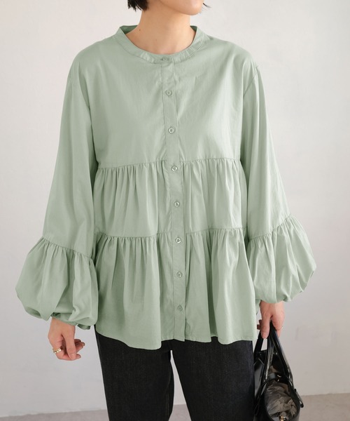 ＡＮＤＪ（アンドジェイ）の「2WAYボリュームスリーブティアードブラウス（シャツ/ブラウス・レディース・ホワイト/ピンク/ミント/ライトベージュ・M）」の19枚目の写真