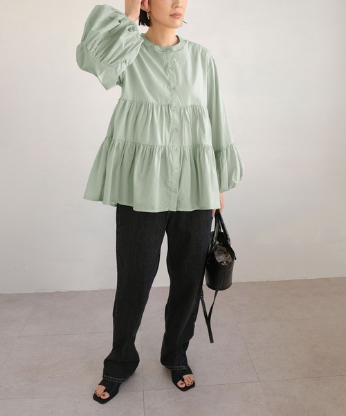 ＡＮＤＪ（アンドジェイ）の「2WAYボリュームスリーブティアードブラウス（シャツ/ブラウス・レディース・ホワイト/ピンク/ミント/ライトベージュ・M）」の20枚目の写真