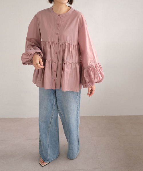 ＡＮＤＪ（アンドジェイ）の「2WAYボリュームスリーブティアードブラウス（シャツ/ブラウス・レディース・ホワイト/ピンク/ミント/ライトベージュ・M）」の21枚目の写真