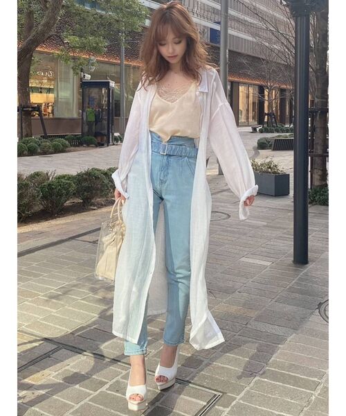 RESEXXY（リゼクシー）の「レースサテンキャミソール（キャミソール・レディース・ミント/アイボリー/ブラック・FREE）」の4枚目の写真