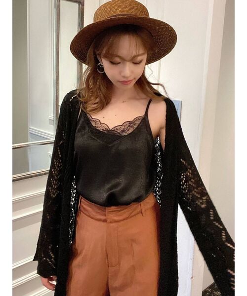 RESEXXY（リゼクシー）の「レースサテンキャミソール（キャミソール・レディース・ミント/アイボリー/ブラック・FREE）」の5枚目の写真