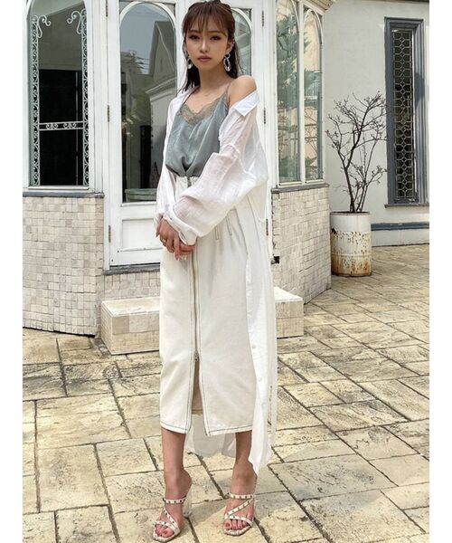 RESEXXY（リゼクシー）の「レースサテンキャミソール（キャミソール・レディース・ミント/アイボリー/ブラック・FREE）」の10枚目の写真