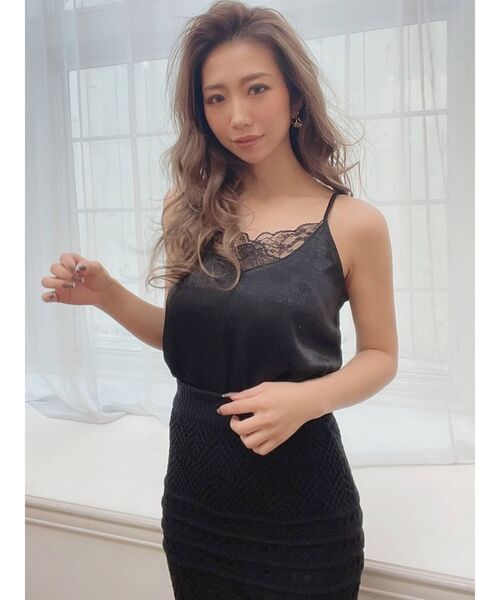 RESEXXY（リゼクシー）の「レースサテンキャミソール（キャミソール・レディース・ミント/アイボリー/ブラック・FREE）」の7枚目の写真