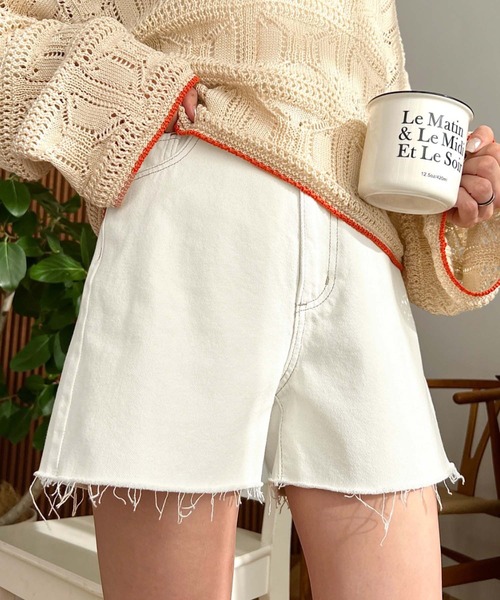 moment+（モーメントプラス）の「【累計販売枚数1万枚突破！】ヘビーツイル＆デニム ショートパンツ（デニムパンツ・レディース・ブラック/ブラウン/オフホワイト/アイボリー/グレイッシュベージュ/カーキ/サックスブルー/インディゴブルー/ブラック系その他・M/L/S）」の17枚目の写真