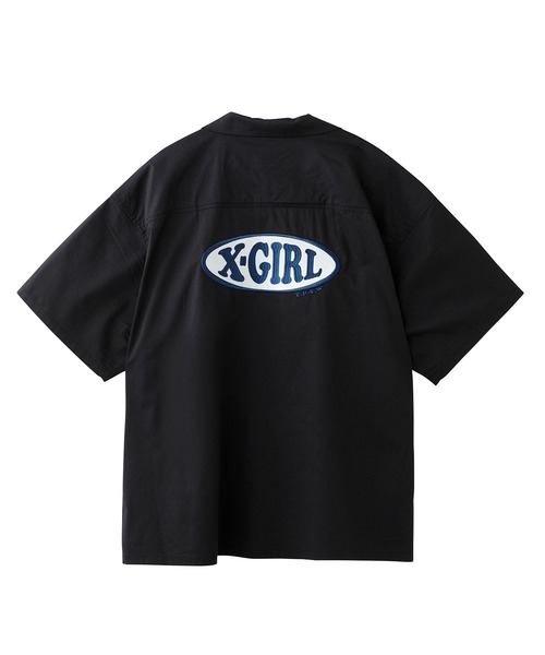 X-girl（エックスガール）の「CHUBBY OVAL LOGO OPEN COLLAR SHIRT（シャツ/ブラウス・レディース・ブラック/ベージュ/グリーン/ライトパープル・MEDIUM/SMALL）」の14枚目の写真
