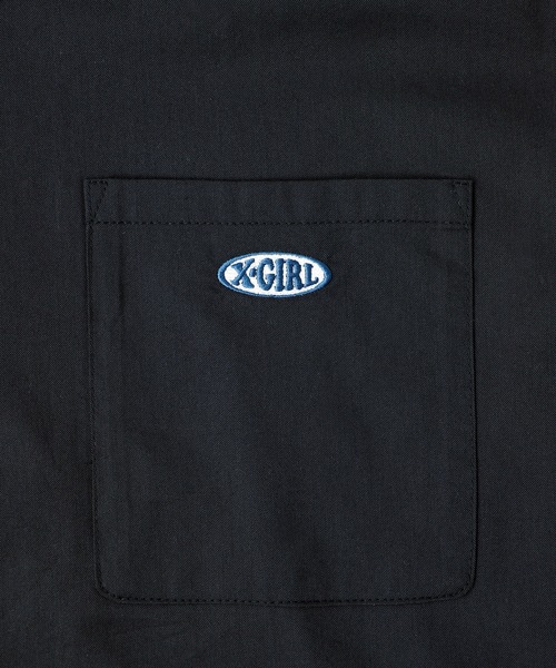 X-girl（エックスガール）の「CHUBBY OVAL LOGO OPEN COLLAR SHIRT（シャツ/ブラウス・レディース・ブラック/ベージュ/グリーン/ライトパープル・MEDIUM/SMALL）」の10枚目の写真