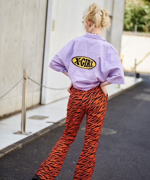 X-girl（エックスガール）の「CHUBBY OVAL LOGO OPEN COLLAR SHIRT（シャツ/ブラウス・レディース・ブラック/ベージュ/グリーン/ライトパープル・MEDIUM/SMALL）」の21枚目の写真