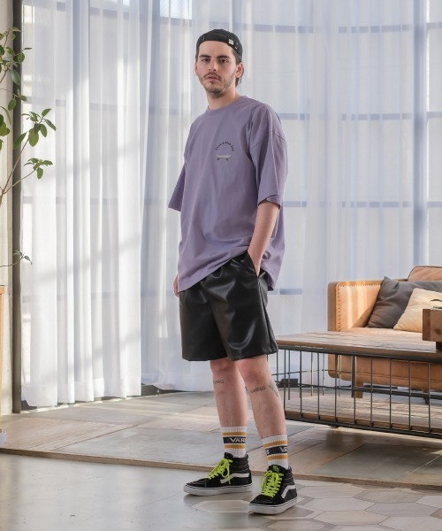 SIDEWAY STANCE（サイドウェイスタンス）の「【SIDEWAY STANCE】スケボー＆ロゴ プリント 半袖Tシャツ（Tシャツ/カットソー・メンズ・グレイッシュベージュ/ブラック/ホワイト/モスグリーン/チャコール/パープル・LARGE/X-LARGE/MEDIUM）」の12枚目の写真