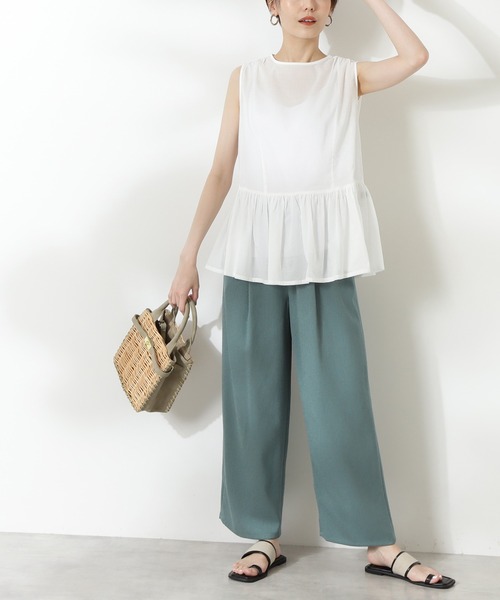N.(N. Natural Beauty Basic)(エヌエヌナチュラルビューティーベーシック)の「【S Size Line】◆アリシア麻調リラックスパンツ(その他パンツ・レディース・グリーン/ピンク/オフホワイト/ベージュ・SMALL/MEDIUM)」の3枚目の写真