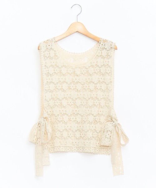 AS KNOW AS de base（アズノゥアズドゥバズ）の「レースサイドリボンベスト（ベスト・レディース・ブラック/ベージュ/オフホワイト/サックスブルー/チャコールグレー/カーキ・FREE）」の13枚目の写真