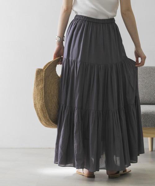 URBAN RESEARCH（アーバンリサーチ）の「コットンボイルティアードスカート（スカート・レディース・ホワイト/ブラック/グレー・FREE）」の4枚目の写真