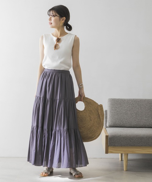 URBAN RESEARCH（アーバンリサーチ）の「コットンボイルティアードスカート（スカート・レディース・ホワイト/ブラック/グレー・FREE）」の8枚目の写真