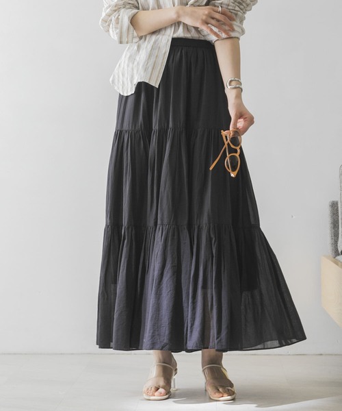 URBAN RESEARCH（アーバンリサーチ）の「コットンボイルティアードスカート（スカート・レディース・ホワイト/ブラック/グレー・FREE）」の13枚目の写真