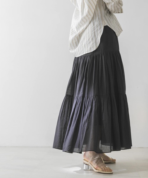 URBAN RESEARCH（アーバンリサーチ）の「コットンボイルティアードスカート（スカート・レディース・ホワイト/ブラック/グレー・FREE）」の14枚目の写真