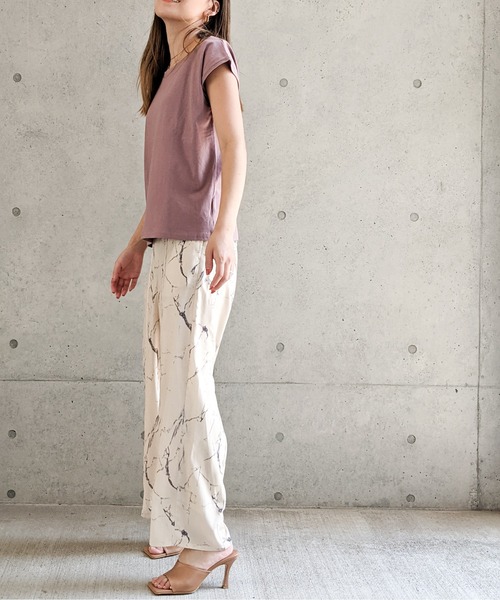 Per sist ence（パーシエンス）の「Per sist ence/パーシエンス　大理石プリント ストレートパンツ（その他パンツ・レディース・アイボリー/オレンジ/グレー・FREE）」の9枚目の写真