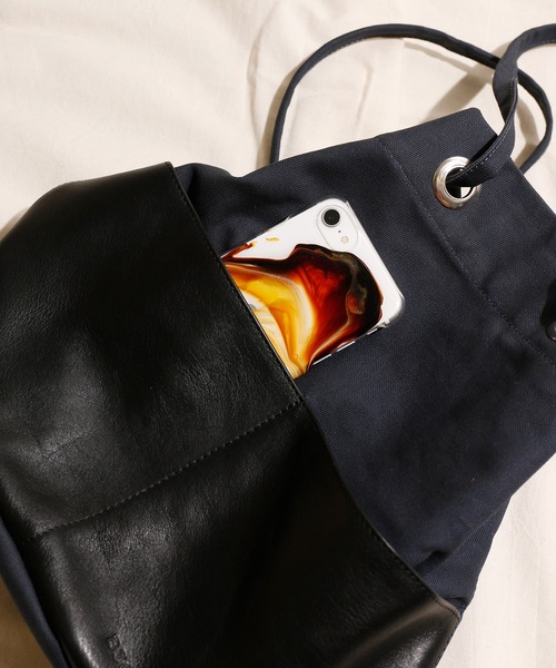 BICASH ビカーシ / キャンバスレザー巾着バッグ / B856（トートバッグ