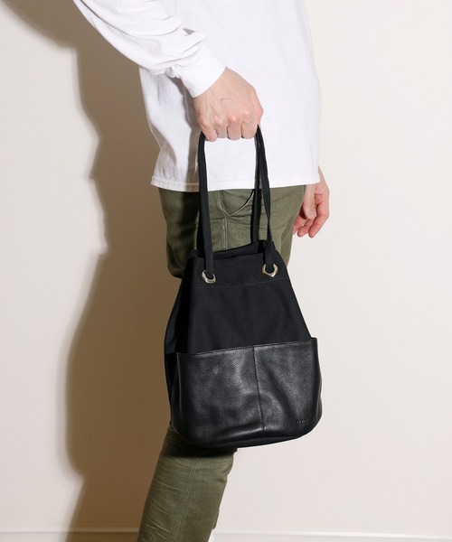 BICASH ビカーシ / キャンバスレザー巾着バッグ / B856（トートバッグ