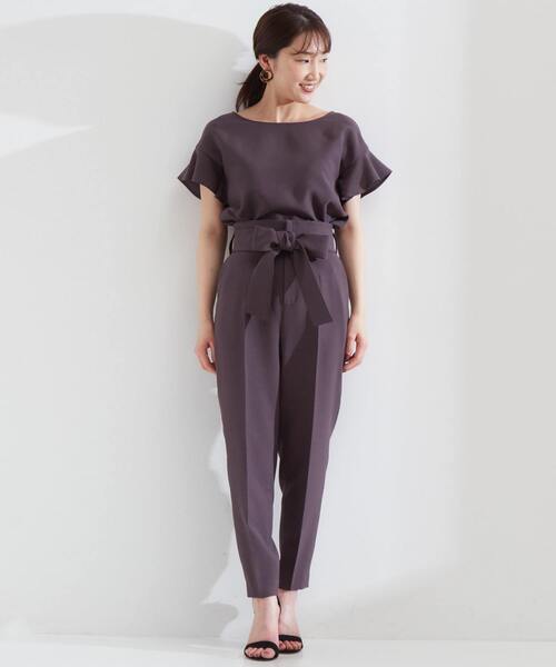 Tiara（ティアラ）の「麻調ハイウエストテーパードパンツ（その他パンツ・レディース・グリーン/ブラウン/ブラック・M/L/S）」の6枚目の写真