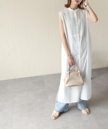 Chillfar | ピンタックフレンチスリーブシャツワンピース(シャツワンピース)