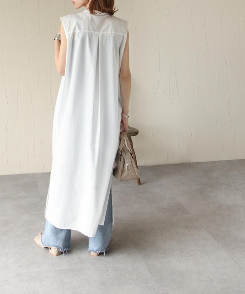 Chillfar(チルファー)の「ピンタックフレンチスリーブシャツワンピース(シャツワンピース・レディース・ホワイト/ブラック・FREE)」の5枚目の写真