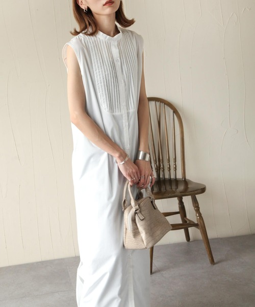 Chillfar(チルファー)の「ピンタックフレンチスリーブシャツワンピース(シャツワンピース・レディース・ホワイト/ブラック・FREE)」の7枚目の写真