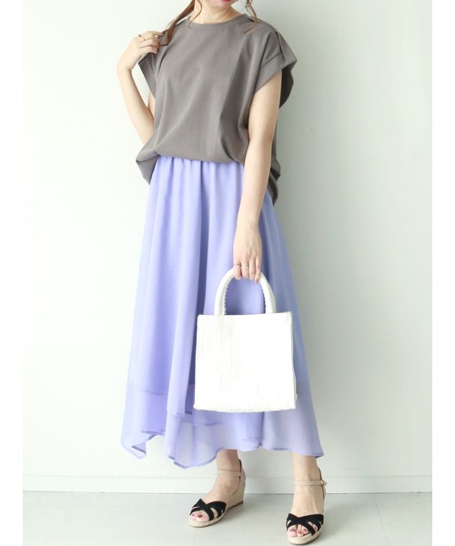 Te chichi（テチチ）の「シアーイレヘムギャザースカート（スカート・レディース・パープル/グレー/モカ・ﾌﾘ-）」の8枚目の写真