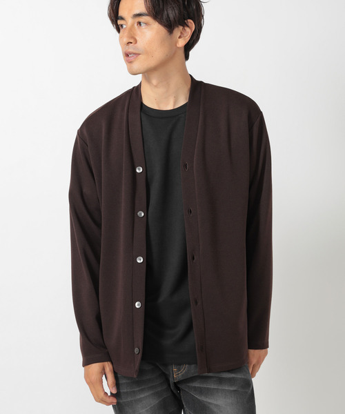 UNION STATION（ユニオンステーション）の「【カルゼマテリアル】ストレッチ5ボタンカーディガン（カーディガン/ボレロ・メンズ・ブラック/ブラウン/ブルー・LL/M/L）」の3枚目の写真