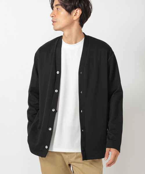 UNION STATION（ユニオンステーション）の「【カルゼマテリアル】ストレッチ5ボタンカーディガン（カーディガン/ボレロ・メンズ・ブラック/ブラウン/ブルー・LL/M/L）」の2枚目の写真